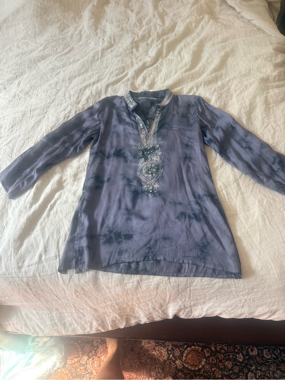 Black Embroidered Tunic Top